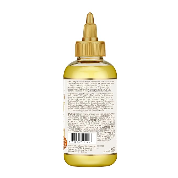 African Pride Moisture Miracle 5 Essential Hair Oils with Vitamin E (Pack of 3) | Moisture, Shine, Protection, and Growth | Argan, Castor, Grapeseed, Coconut, and Olive Oil | 4 oz