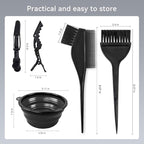 Hair Dye Brush and Bowl Set, 15 Pcs Hair Bleach Kit with Coloring Tools, Black