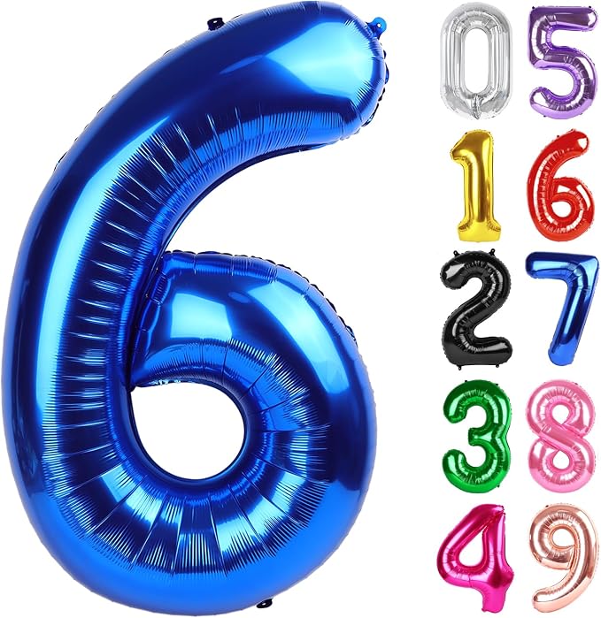 Navy Blue Number 6 Balloon 40 Inch, 6th Birthday Decorations Men Women | Foil by IWERP