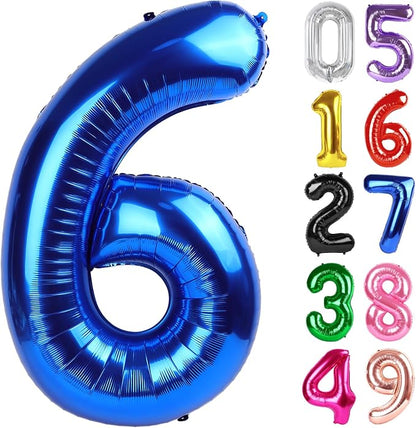 Navy Blue Number 6 Balloon 40 Inch, 6th Birthday Decorations Men Women | Foil by IWERP
