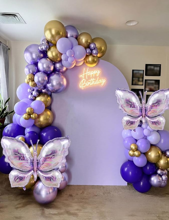 Purple and Gold Balloons, Metallic Gold Balloon | 50Pcs 12 Inch Purple Gold - Image 6