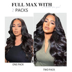 2 Pack 240g Body Wave Seamless Clip in Hair Extensions Real Human Hair 16Pcs Full Head 15A Remy Human Hair Clip ins with PU Skin Weft 18inch Natural Black