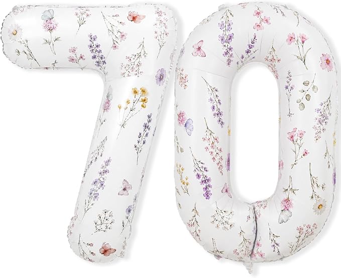 Flower Number 70 Balloons for Wildflower Theme 70th Birthday Party Decor | 40'' by Froova
