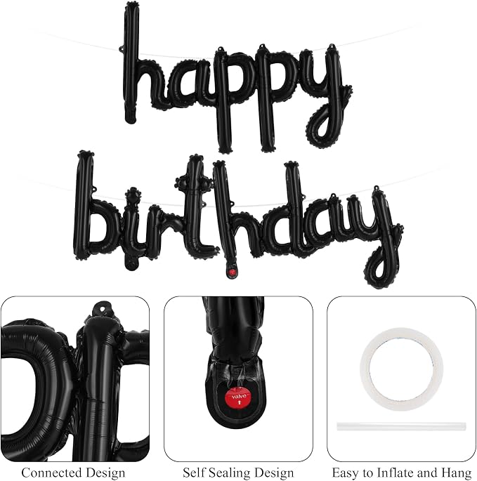 Happy Birthday Balloons Banner Foil Letters Balloons Connected, Personalized - Image 6