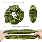 LILYSILK Silk Hair Scrunchies Ties for Frizz & Breakage Prevention 100% Mulberry Elastic Ponytail Holder 5PC (pale green+olive+dark green+avocado+black)