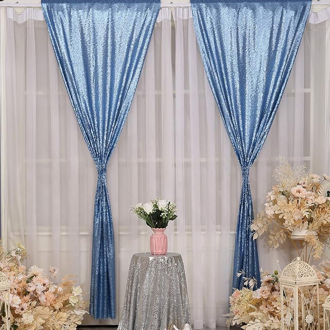 Poise3EHome Baby Blue Sequin Backdrop Curtain - Image 2