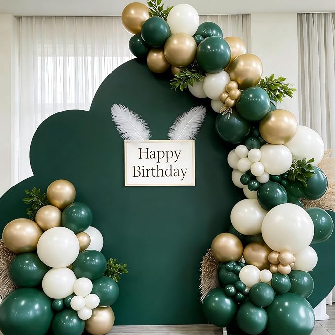 143pcs Emerald Green White Gold Balloon Garland Arch Kit Dark Green White Gold - Image 5