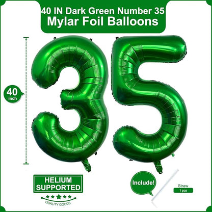 Number 35 Dark green Balloons 40 Inch Giant Dark green Foil 35 Helium Balloons - Image 2