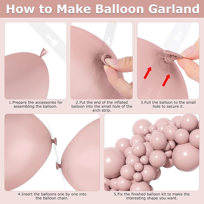 Amandir 153pcs Dusty Pink Balloons Arch Garland Kit Different Sizes | 18 12 10 - Image 5