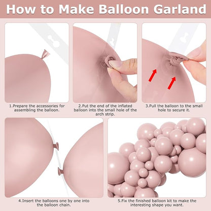 Amandir 153pcs Dusty Pink Balloons Arch Garland Kit Different Sizes | 18 12 10 - Image 5