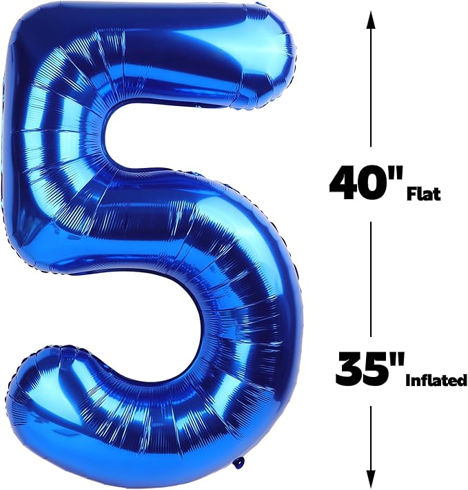 Navy Blue Number 5 Balloon 40 inch, 5th Birthday Party Balloons Decorations | - Image 2