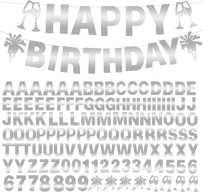 129Pcs Glitter Customizable Banner Kit DIY Custom Letter Banners DIY Happy by MFLUEEWR