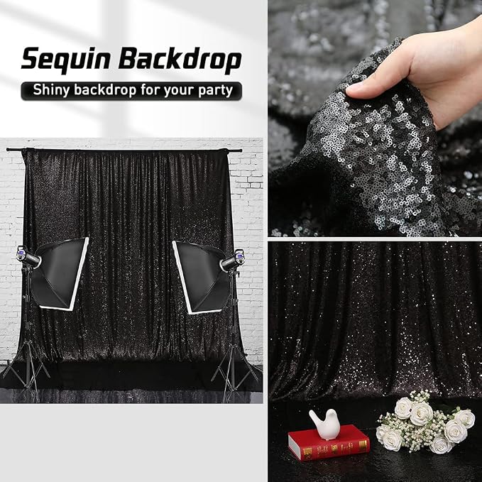 Eternal Beauty Black 3mm Sequin Backdrop 10x10 Ft - Image 8