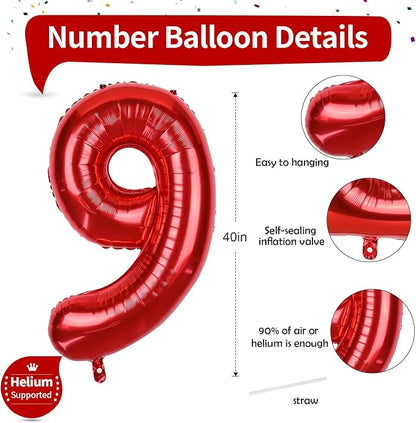 40 Inch Number 9 Balloons for Girls - Image 2