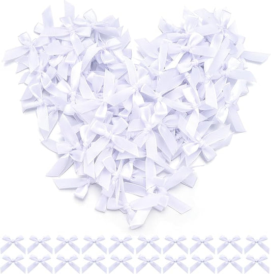 White Mini Bows 1.57" 100PCS Small Satin Ribbon Bows by Loomeshribbonforcrafts%EF%BC%81