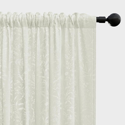 Anmao Cream Semi Sheer Light Filtering Curtains 90 Inches Long 2 Panels - Image 8