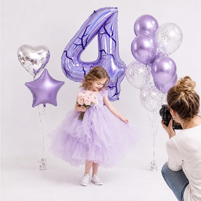40 Inch Purple Kpop Number 4 Balloon - Image 7