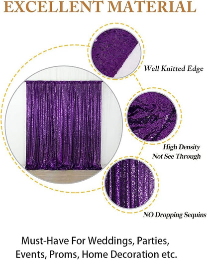 ShinyBeauty 4FT x 7FT Purple Sequin Backdrop | Photobooth Background | Wedding - Image 4