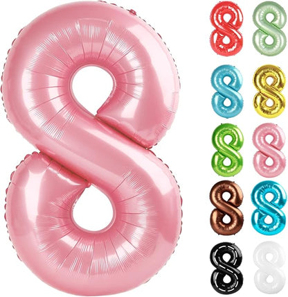 Pastel Pink Number 8 Balloon 40 Inch by IWERP