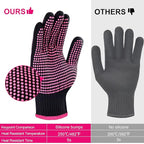 Sopito 2Pcs Heat Resistant Gloves with Silicone Bumps, Professional Heat Protection Gloves for Hair Styling, Mitts for Curling Iron Wand Flat Iron Sublimation, Rose Red