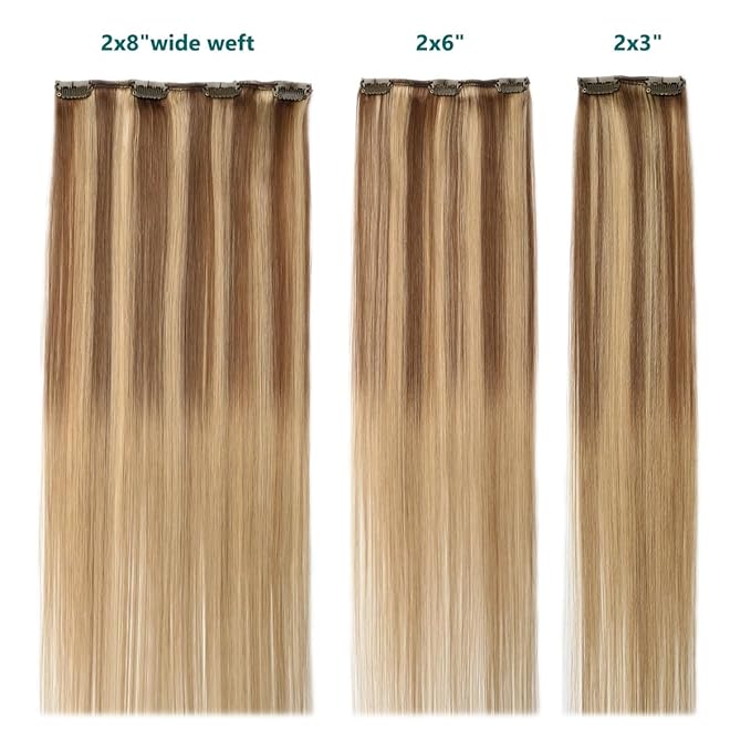 SURNEL Human Hair Clip in Extensions Golden Brown to Honey Blonde Clip in Hair Extensions 18inch 6pcs 120g (#10/27/27,18'')