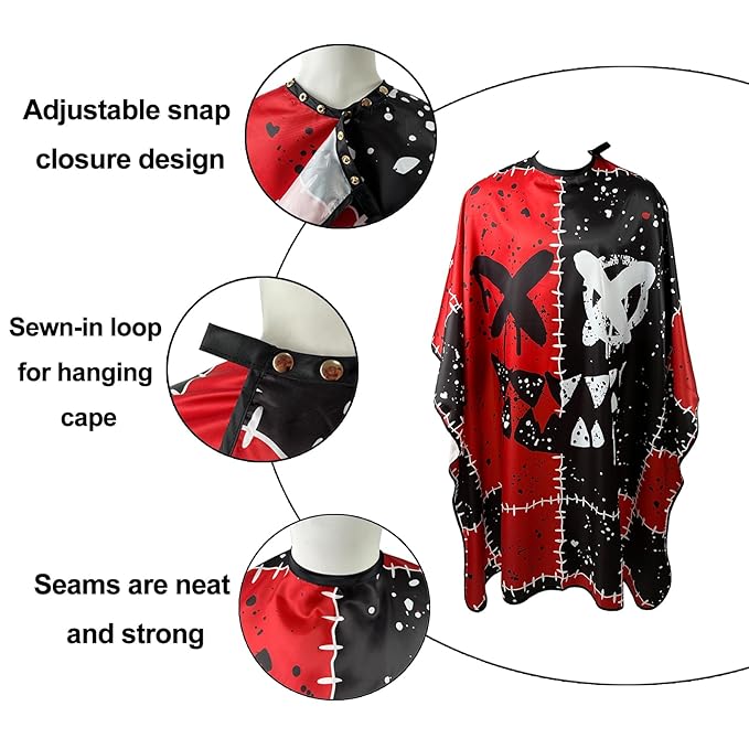 Barber Capes for Men Hair Cutting Capes with Snaps Salon Capes for Stylists Waterproof Hairdresser Gown Cape- 63”× 56”(Red)