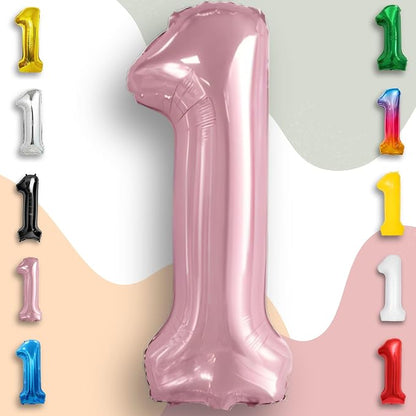 Pink Pearl Number Balloon 1 Mylar Foil Macaron Balloons 16 Inch - Image 6