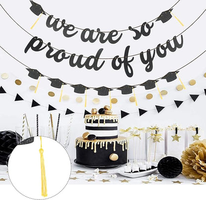 2026 Graduation Banners Party Decorations-Black Glitter We are So Proud of You - Image 3