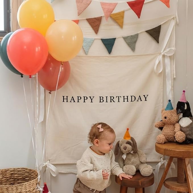 Oudain 40x40 Inch Happy Birthday Burlap Banner, Fabric Party Decorations - Image 5