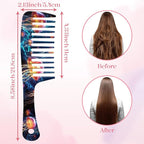 Wide Tooth Comb,Effortless Tangle Removal for Curly, Wet, Long Hair Wet,Cute Aesthetic Design for Women Men and Girls (Blue-17)