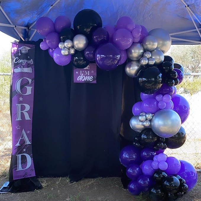 Purple and Black Balloon Arch Kit, 22 18 12 10 5 Inch Different Size Balloons - Image 4