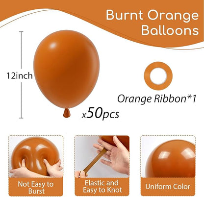 Burnt Orange Balloons 12inch, Burnt Orange Latex Balloons 50pcs Party Balloon - Image 2