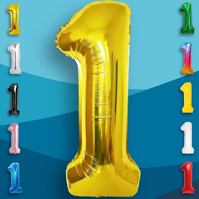 Gold Number Balloon 1 Mylar Foil Balloons 32 inch - Image 5