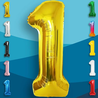 Gold Number Balloon 1 Mylar Foil Balloons 32 inch - Image 5