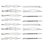 16 Pieces Geometric Metal Hair Pins, Silver Hair Pins Pearls Hair Clips Hair Barrettes Metal Bobby Pins for Woman Girls