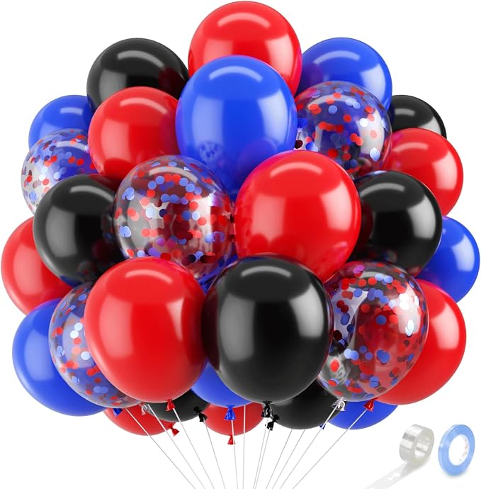Zesliwy Red Blue Black Balloons Set, Party Decoration | Dark Royal Blue Black by Zesliwy