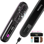 2025 Upgraded Cordless Hair Straightener Brush for Travel, 200 Million Negative Ionic Portable Hair Straightener Comb for Women with LED Display & 3 Temps Fast Heating MCH Ceramic Coating Smooth Frizz