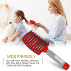 Magical Ultra Detangling Brush for Wet or Dry Hair, Detangler Brush, Fast Drying Styling Massage Hairbrush for Men, Women and Kids (Red+Black)