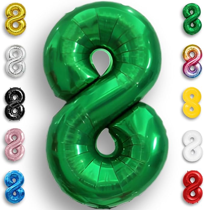 Green Number Balloon 8 Mylar Foil Balloons 16 Inch by Unknown