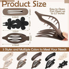10 Pcs French Flat Hair Clips for Women - 3 Styles Non-slip Flat Claw Clips Matte Hair Claws for Thin Thick Hair