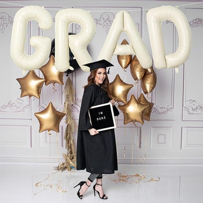 40 Inch Beige GRAD Balloons for Graduation Party Decorations, Large Cream White - Image 5