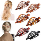 6 Packs Flat Claw Clips for Women, French Tortoise Shell Flat Hair Clip, Matte Hair Claws Clip for Thin Thick Hair, Lay Down Claws Clips, Durable Strong Hold Hair Clip, Christmas Gifts