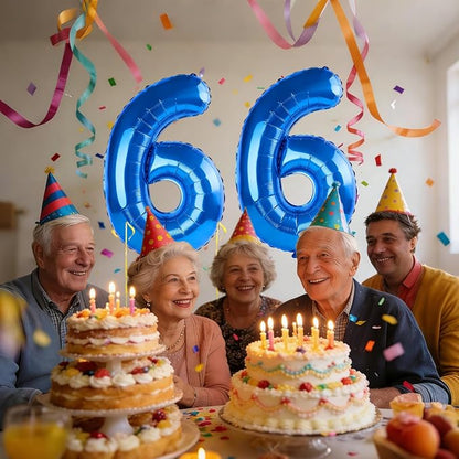 40 Inch Number 66 Balloons for 66th Birthday Party Decorations, 0-100 Dark Blue - Image 2
