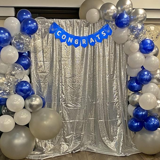 Poise3EHome 8FT x 8FT Silver Sequin Photography Backdrop Curtain - Image 6