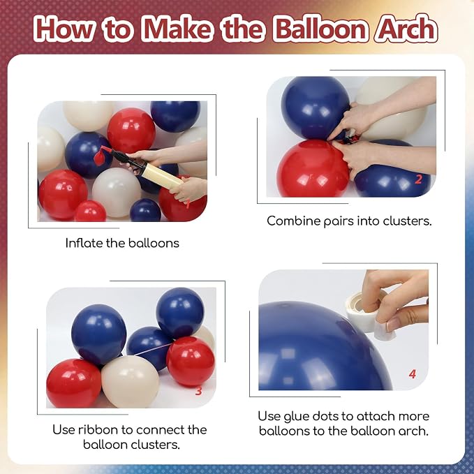 143pcs Red White and Blue Balloon Arch Kit White Navy Blue Red Balloons | 4th - Image 3