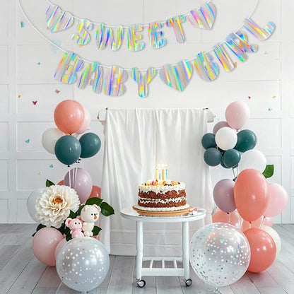 Iridescent Baby Shower Banner for Girl, Pre-Strung Sweet Baby Girl Banner - Image 7