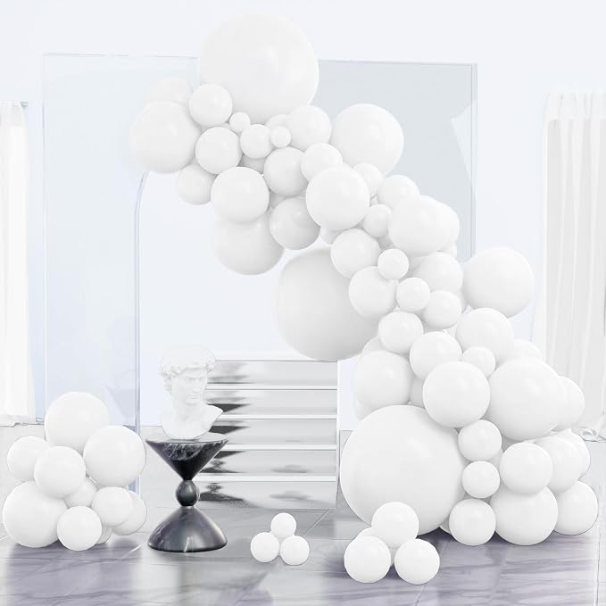 PartyWoo White Balloons 85pcs Matte White Latex Balloons Different Sizes | 18 by PartyWoo