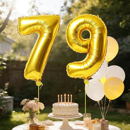 40 Inch Number 79 Balloons for 79th Birthday Party Decorations, 0-100 Gold - Image 3