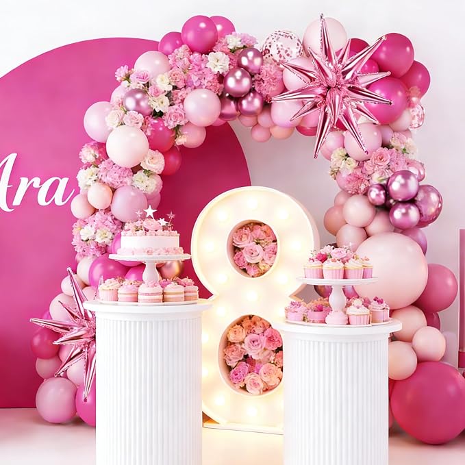 RUBFAC Pink Balloon Arch Kit, Star Latex Balloons - Image 8