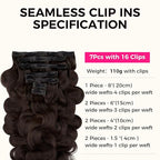 Lashey Seamless Clip in Hair Extensions Human Hair #2 Dark Brown Body Wave Clip in, Real Human Hair 7pcs 110g 24 Inch PU Weft Natural for Women